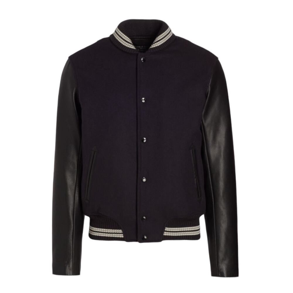NWT rag & bone Navy Blue Varsity Wool & Leather Jacket